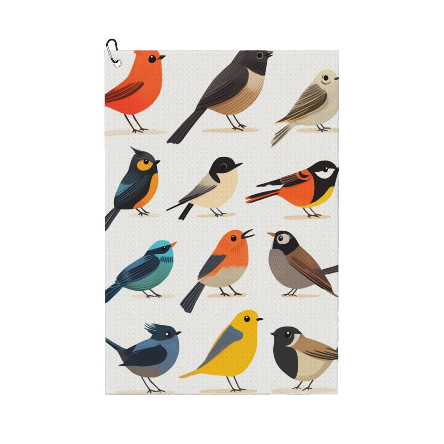 Cartoon Bird Golf Towel 16.1"x24" – Quick-Dry Microfiber Sports Towel with Clip Hook, Colorful & Lightweight