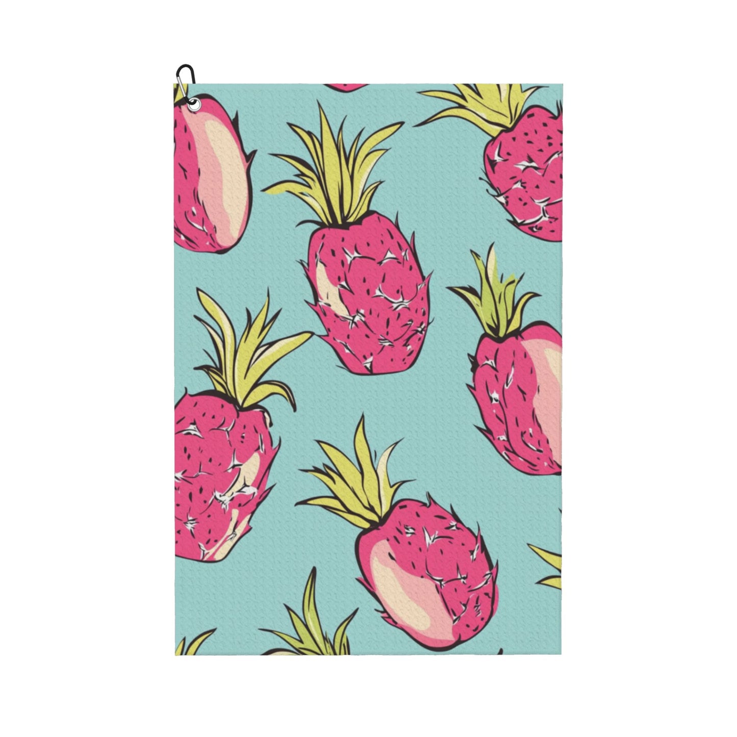 Dragon Fruit Print Golf Towel 16.1"x24" – Quick-Dry Microfiber Sports Towel with Clip for Golf, Camping & Outdoor Fitness