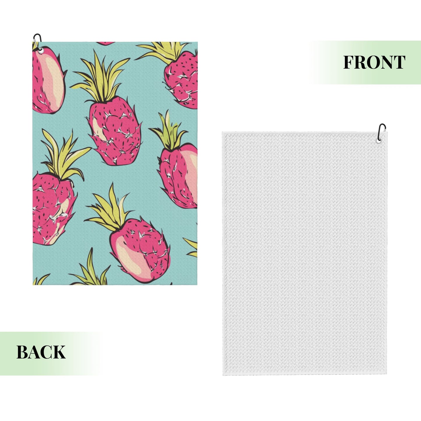 Dragon Fruit Print Golf Towel 16.1"x24" – Quick-Dry Microfiber Sports Towel with Clip for Golf, Camping & Outdoor Fitness
