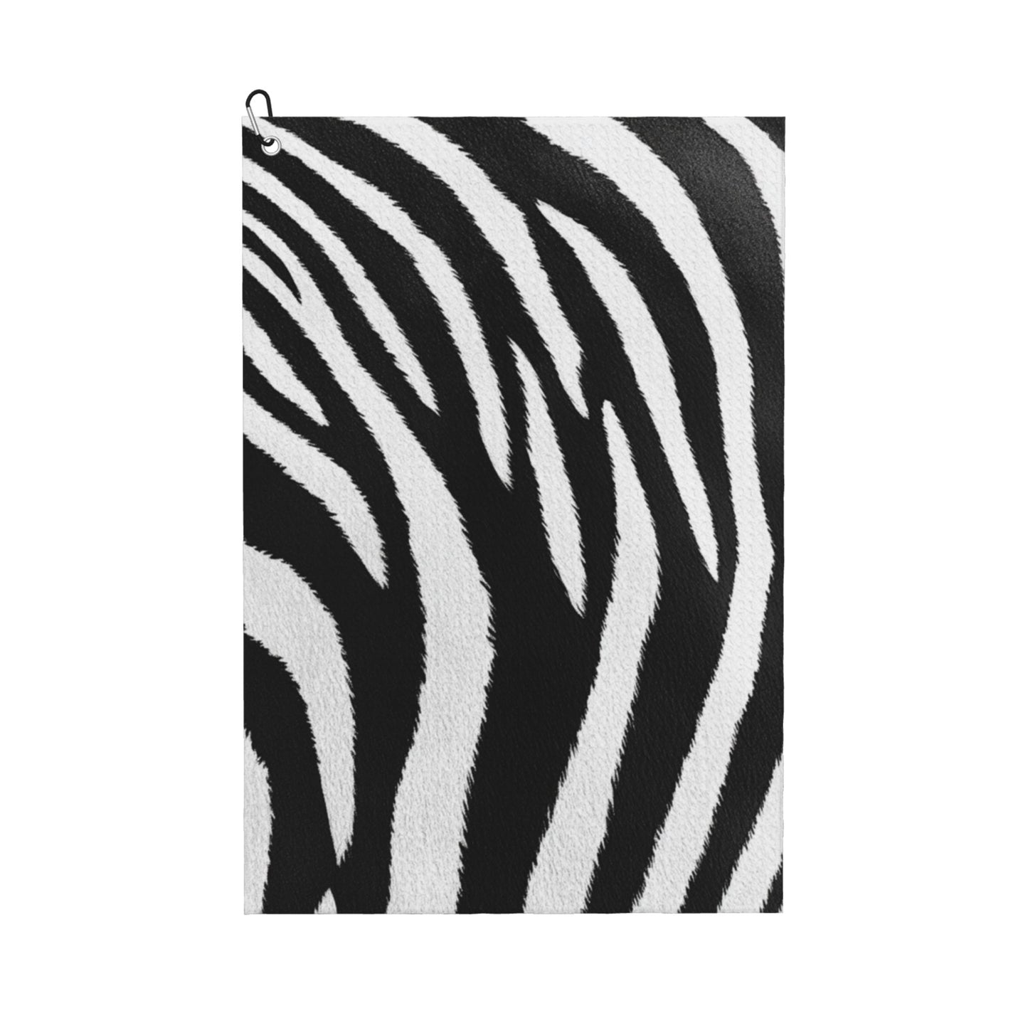 Zebra Print Golf Towel 16.1" x 24" – Microfiber Quick-Dry Sports Towel with Clip Ring for Clubs & Balls