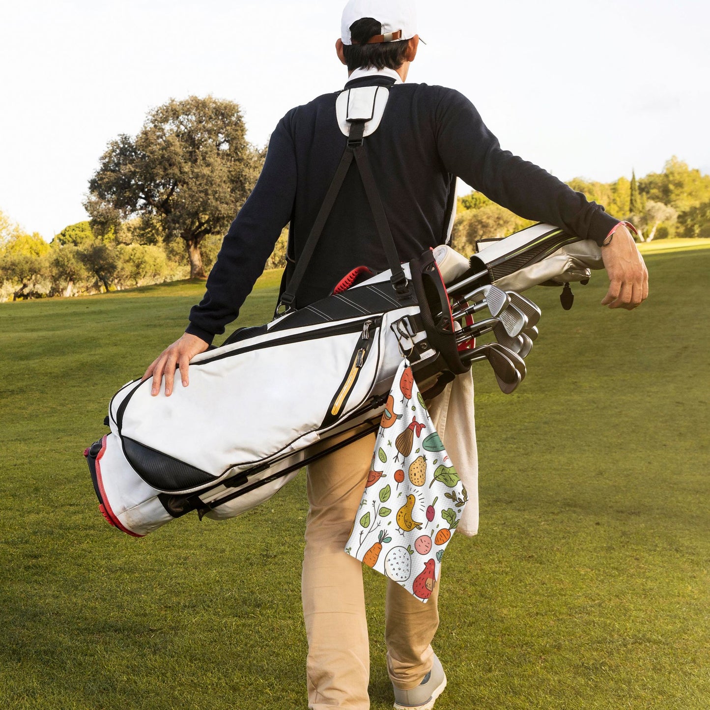 Cartoon Golf Towel 16.1"x24" – Microfiber Quick-Dry Sports Towel with Clip Hook for Clubs, Balls & Outdoor Use