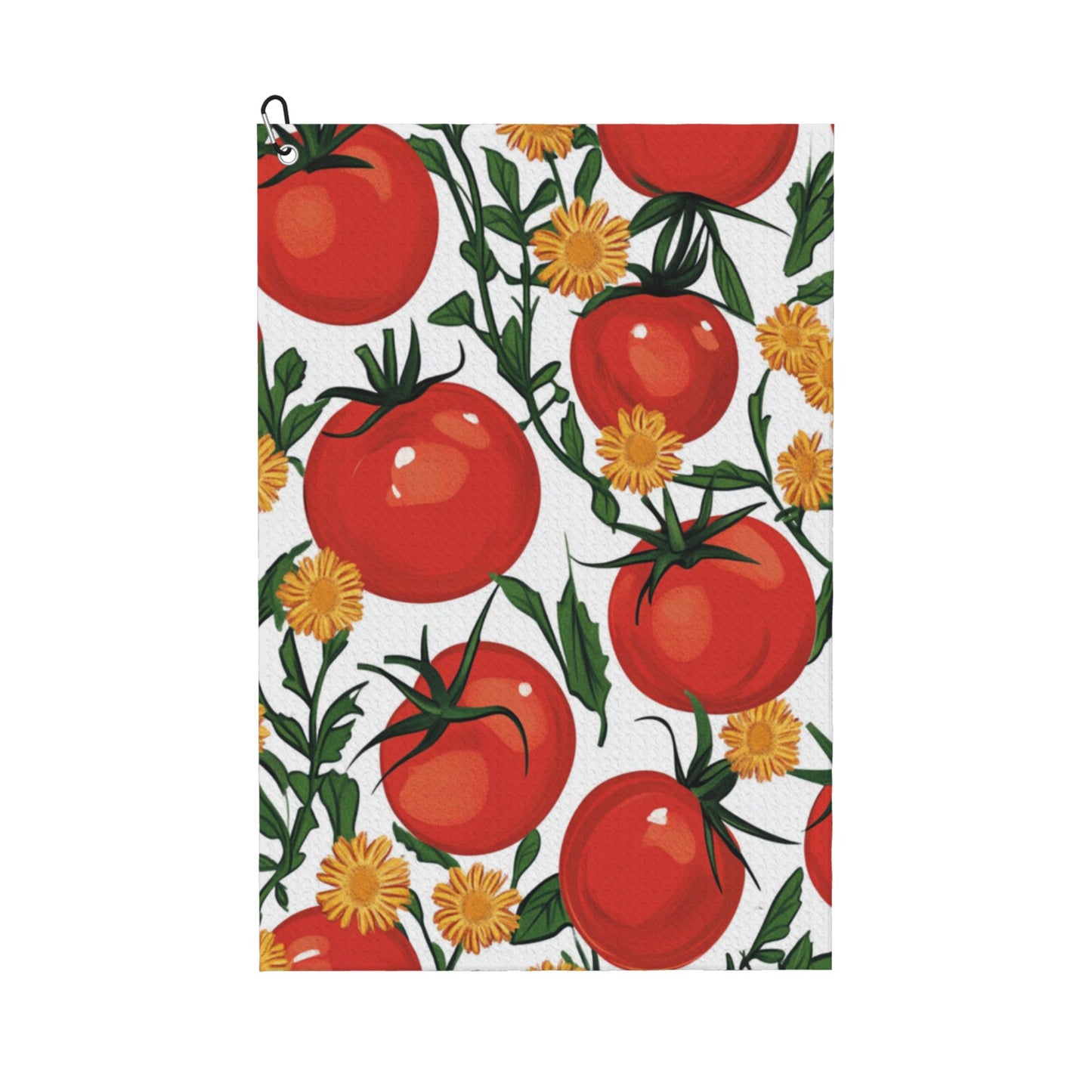 Tomato Floral Golf Towel 16.1"x24" – Microfiber Quick-Dry Sports Towel with Hook, Cute Farm Style Design
